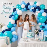 Kit d'arche de guirlande de ballons personnalisée bleu marine, bleu sarcelle et blanc en latex pour la décoration de fête, de baby shower ou d'anniversaire pour garçons