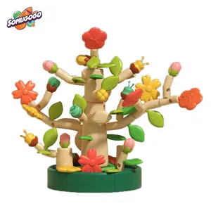 SL 몬테소리 교육 장난감 65pcs 꽃 나무 이동식 DIY 스태킹 블록 장난감 3 년 이상 소년 소녀 유아 어린이
