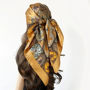 Châu Âu Mỹ Satin Lụa Cổ Điển Hạt Điều Mô Hình Khăn Của Phụ Nữ Hợp Thời Trang Tất Cả Các Trận Đấu 90Cm Vuông Khăn Choàng Phong Cách Thời Trang - Product Image 3