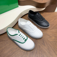 Mocassins en cuir tissés à la main de style designer de haute qualité, semelle en caoutchouc transparente, sans lacets, confortables, décontractés, pour la marche quotidienne