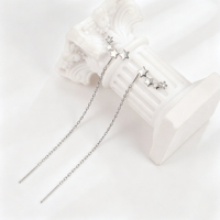 Boucles d'oreilles pendantes étoile en zircon en argent sterling 925 pour femme, design minimaliste style forêt, plaqué rhodium, pour mariage, fête ou usage quotidien