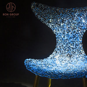 Grosir Lampu Kilat Mewah Elegan Kursi Serat Optik Susun Es Kursi Bening Kristal Akrilik Warna untuk Acara Pesta Pernikahan - Product Image 3