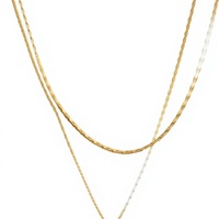 Collier personnalisé en acier inoxydable, chaîne os de serpent, double couche, maillons en spirale, pour femme, faible MOQ