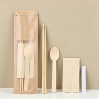 Ensemble de couverts 4-en-1 écologiques de luxe en papier, emballés individuellement (cuillère, baguettes) (100 pièces) pour fêtes et restaurants