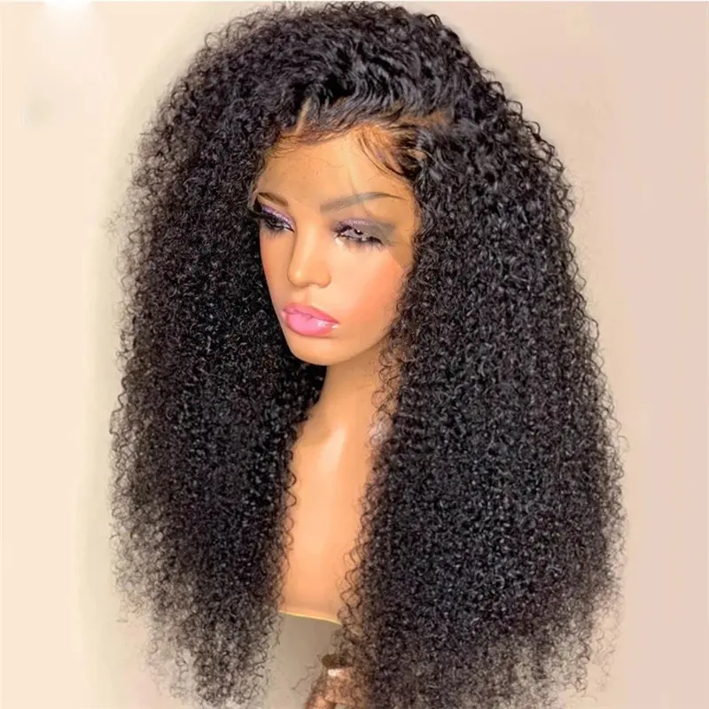 Cheap Whole Sale Bulk Full Lace Semi Front Wig Natural Hair Bohemian Big Afro Kinky Curly Half Wigs For Black Women