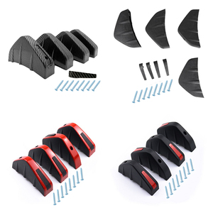 4PCS Universal Car <span class=keywords><strong>Mini</strong></span> Rear Bumper Lip Diffuser Accessoires Auto Carbon Fiber Pattern Modified Shark Fin Rear Spoiler - Product Image 4