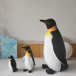 Fiberglas penguen heykel büyük bahçe parkı hayvan penguen süslemeleri mağaza kış dekoratif reçine penguen heykelleri - Product Image 1