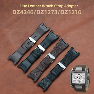 Correa de reloj de cuero genuino para <span class=keywords><strong>Disai</strong></span> DZ4246 DZ1273 DZ1216 de 32 mm, con extremo curvo con muescas grandes, correa de repuesto suave - Product Image 1