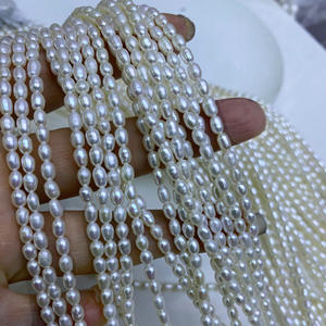 Collar de Perlas de Agua Dulce Naturales de 3.5mm, Cuentas de Arroz, Semiterminadas, Accesorios Hechos a Mano, Económicos y de Alta Calidad - Product Image 4