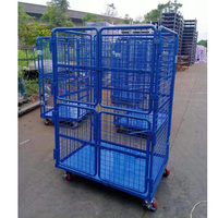 Conteneur à linge portable robuste et durable en acier galvanisé, chariot pliable à quatre roues avec cadre pliable sur 4 côtés
