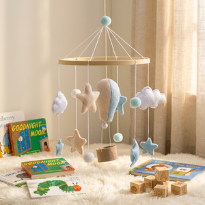 Mobile musical suspendu en bois doux pour berceau, forme <span class=keywords><strong>montgolfière</strong></span>, style nordique, pour bébés <span class=keywords><strong>de</strong></span> 0 à 24 mois - Product Image 1