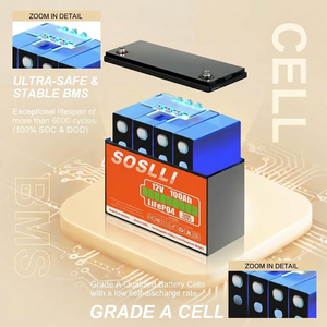 <span class=keywords><strong>Batterie</strong></span> au lithium compacte SOSLLI 12,8 V 100 Ah, design peu encombrant <span class=keywords><strong>pour</strong></span> les solutions de batteries auxiliaires <span class=keywords><strong>pour</strong></span> camping-cars, fourgonnettes et motorhomes - Product Image 4