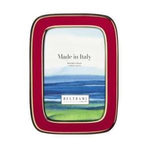 Beltrami Photo <b>Frame</b> 4x6 Inch Real Silver Plated Red Enamel <b>Metal</b> <b>Frame</b> - Product Image 1