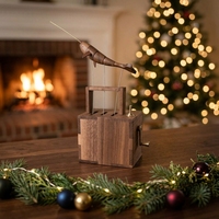 Automate musical cinétique en bois sculpté à la main en forme de narval, objet d'art dynamique, ornement de bureau pour musées, boutiques de cadeaux et espaces commerciaux