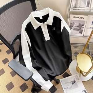 Supporto per la personalizzazione di un articolo con blocco colore sportivo a maniche lunghe <span class=keywords><strong>Polo</strong></span> da uomo ampio Set di due pezzi di marca alla moda - Product Image 2