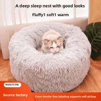 Coussin rond pour chien et chat, super doux, multicolores, lavable, en peluche, confortable, portable, chaud, pour toutes les saisons