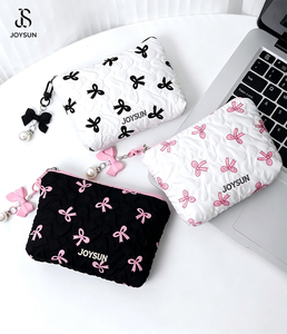 YOUSUN Trousse de Maquillage Grande Capacité pour Femme, Sac à Main Portable avec Fermeture Éclair, Sac Cosmétique Écologique en Polyester à Motif Nœud - Product Image 3