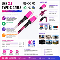 Câble USB Type-C personnalisé LUNG KAY avec logo, USB 3.1 Gen2, charge rapide PD 100W, transfert de données 20 Gbps, utilisation informatique, tressé PVC/Nylon