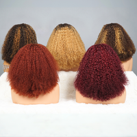 Perruques Frontales Courtes Ondulées Super Double Drawn 99J Densité 200 Cheveux Humains, Raie Latérale 5x5 HD Lace Frontal, Perruques Chinoises pour Femmes