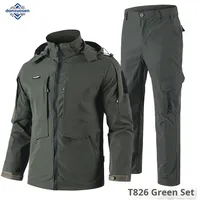 Combinaison de camouflage Danossen pour l'extérieur, printemps-automne, unisexe, en coton durable, avec chapeau amovible, veste tactique pour l'alpinisme et l'entraînement