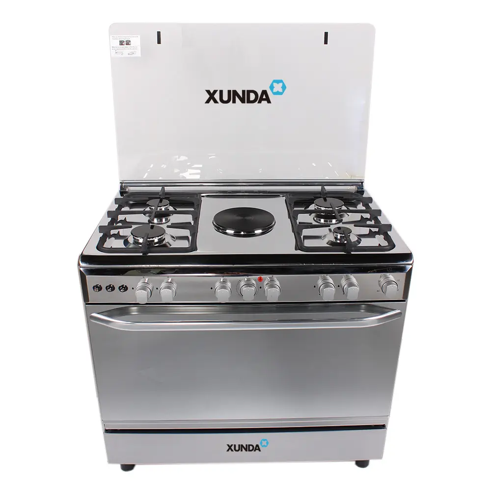 Xunda 90cmガスビルトインオーブンガス炊飯器4バーナーと1電気プレートオーブンとグリル付き