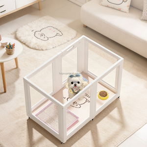 Parc pour animaux modulaire robuste, dernière tendance américaine, avec plateau de sol intégré et roulettes, clôture <span class=keywords><strong>mobile</strong></span> anti-rayures pour <span class=keywords><strong>chien</strong></span> d'intérieur - Product Image 5