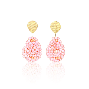 Boucles d'oreilles pendantes tendance en acier inoxydable 316L plaqué or PVD, design durable et résistant avec perles roses - Product Image 2