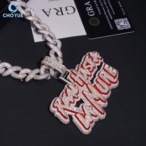 Custom Luxury Enamel Fully Moissanite Name <b>Pendant</b> <b>Solid</b> 925 Sterling Silver <b>Gold</b> Plated VVS Moissanite Iced Out Hip Hop Jewelry - Product Image 1