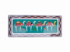 Modern <strong>Rectangular</strong> Melamine Fast Food Plastic Tray Pack of Dishes &amp; <strong>Plates</strong> for Home or Restaurant Use Rectangle Pattern <strong>Design</strong> - Product Image 2