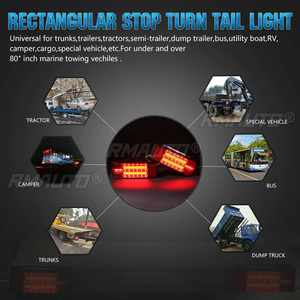 2 pièces Feux arrière LED rectangulaires pour camion, feux stop, clignotants, indicateurs pour remorque, bateau, camping-car, tracteur, poids lourd - Product Image 3