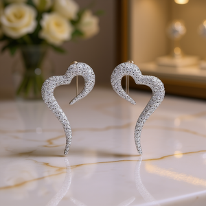 Pendientes elegantes con forma de corazón para mujer, plata 925, cristal, diamantes de imitación, joyería de boda, joyería fina romántica, oro blanco - Product Image 2
