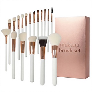 ชุดแปรงแต่งหน้า 18 ชิ้น ขนแปรงสังเคราะห์ ด้ามจับสีขาว ปลอกสีโรสโกลด์ สำหรับแต่งหน้าใบหน้า ตา และริมฝีปาก - Product Image 3