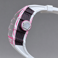 Montre Tourbillon Rose Édition Limitée 3802, Boîtier Tonneau Asymétrique, Cadran Squelette, Montre Sport Décontractée pour Homme