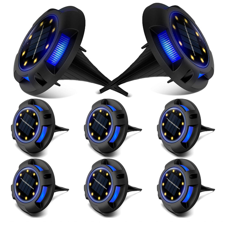 Светодиодный настил на солнечной батарее, белый + RGB подземный светильник для украшения сада, охранных ворот, газона, парка, виллы, ландшафта, дорожек, 12 светодиодов