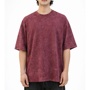 Camiseta Revival Acid Wash de Algodón Pesado de Manga Corta para Hombre, Estilo Auténtico Inspirado en la Era, Desgastada, Nostálgica, Oversize, Esencial - Product Image 6