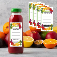 Étiquettes autocollantes personnalisées pour bouteilles de jus, résistantes à l'eau et aux basses températures, colorées, en forme de mangue, pour service d'impression d'étiquettes.