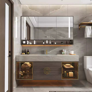 Vanités de salle de bains modernes de luxe Finition laquée Construction en MDF et en bois massif Combinaison de vanité avec miroir intelligent - Product Image 5