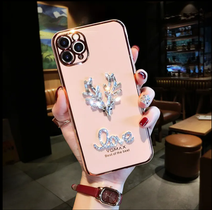 Custodia per telefono coppia elettrolitica diamantata per iPhone XR XS 11 12 13 14 15 Pro Max con disegno a farfalla - Product Image 3