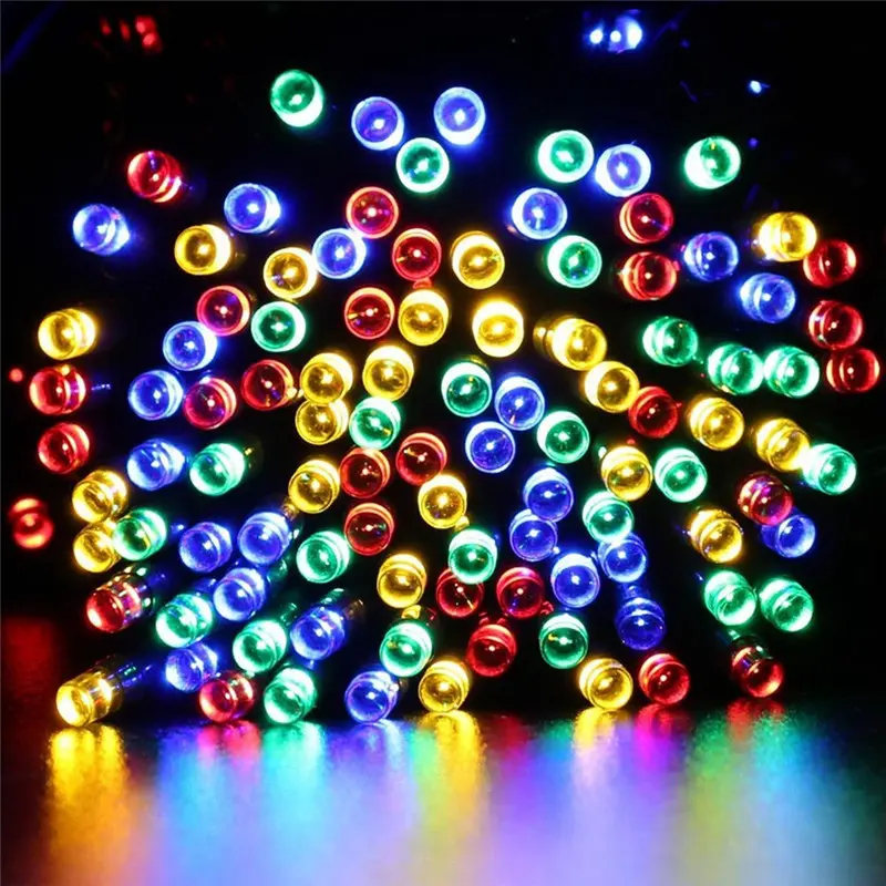 OEM 12m 100 colorful changing Diwali Christmas curtain garden lights outdoor solar string led holiday l