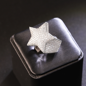 Anello a Forma di Stella in Argento 925 con Diamante Moissanite VVS, Gioiello Hip Hop con Effetto Ghiacciato - Product Image 4