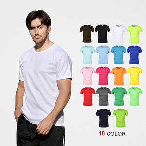 Hochwertiges Polyester Spandex Quick <span class=keywords><strong>Dry</strong></span> Fitness Kurzarm Sport Laufen Workout Gym T-Shirt für Männer - Product Image 1