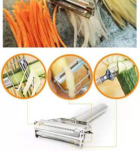 Éplucheur à légumes julienne 2-en-1 en acier inoxydable ultra-affûté pour carottes, pommes de terre, concombres – Ustensile métallique - Product Image 6