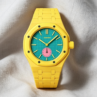 Montre-bracelet de sport de luxe co-marquée Série Macaron, analogique, légère, avec bracelet en céramique élastique, résistante à l'eau, mécanique de haute qualité