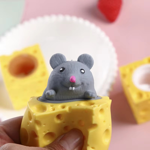 Pop up Funny <b>Mouse</b> and Cheese Block Squeeze Anti Stress Toy Hide and Seek Figures Stress Relief Fidget Toys for Kids Adult - Product Image 1