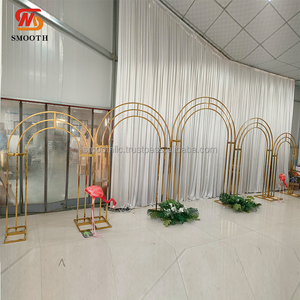 Soporte de Fondo de Acero Inoxidable para Bodas, Color Dorado, con Decoración de Flores Blancas para Arco de Fondo de Boda - Product Image 3