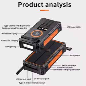 Batterie Externe Solaire Portable Étanche Pliable pour Camping en Extérieur 20000mAh 20W avec Manivelle et Écran Intégré - Product Image 3
