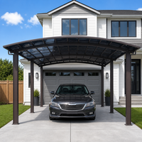 Abri de stationnement pour 2 voitures Angye, moderne et luxueux, personnalisé pour villa, avec toit en aluminium thermolaqué et auvent imperméable
