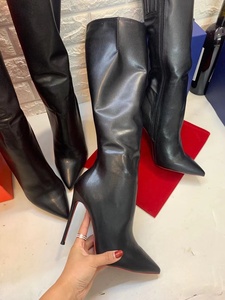 Wholesale 2023 New Design Western Pointed Toe Microfiber Leather High Heels Knee-High Winter Women's Long <b>Boots</b> - Product Image 2