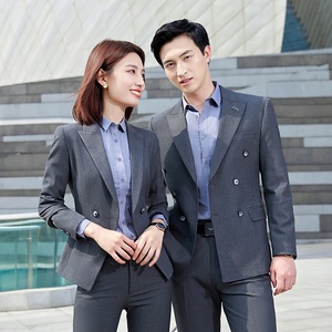 Tenue de travail professionnelle élégante pour hommes et femmes, tenue de directeur, tenue d'automne élégante à col en V - Product Image 5