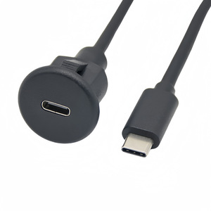 สายเคเบิลกันน้ำแบบ Type C ชาย-หญิง ยาว 1 ม. 2 ม. สำหรับติดตั้งบนแผงหน้าปัดรถยนต์ ช่องเสียบ USB 3.1 แบบกลม สีดำ รองรับการชาร์จเร็ว - Product Image 4